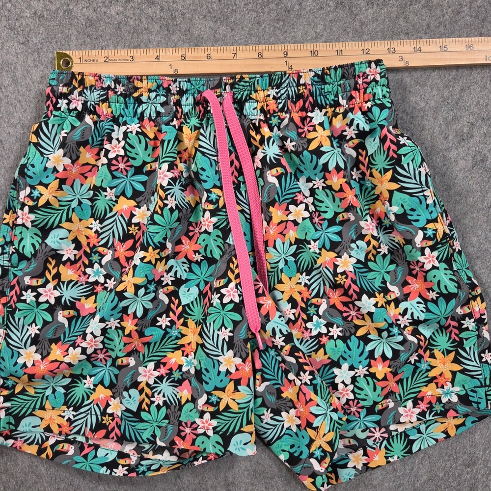 Chubbies Swim Trunks Mens Small Black Green Toucan Tropical Floral Print 5.5 In - Picture 6 of 9